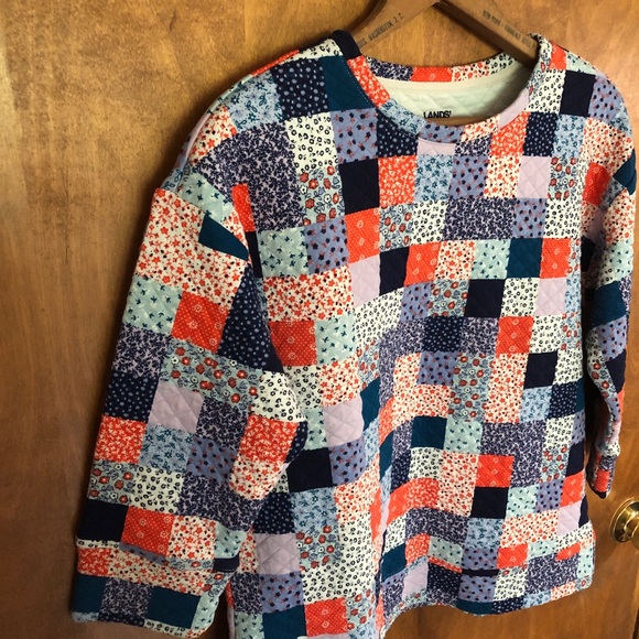 Land's End Patchwork Quilted Top Cottage Core Mixed Print Boho Nautical Coastal - Picture 5 of 15